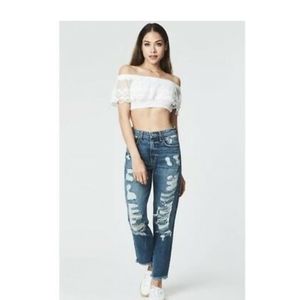 CARMAR Distressed High Rise Boyfriend Jean